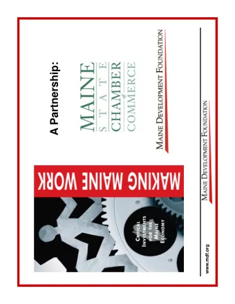 A Partnership:  www.mdf.org  Value Added per Worker, All Industries  U.S. and Maine 1970-2008  US
