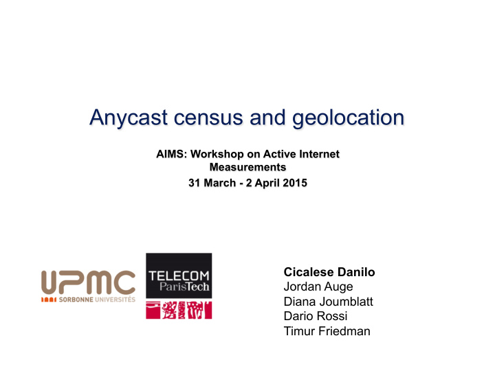 anycast census and geolocation