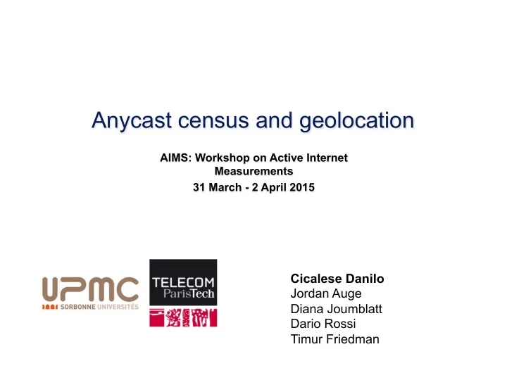 anycast census and geolocation