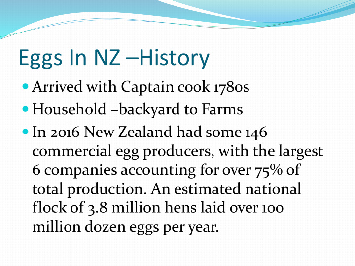 eggs in nz history
