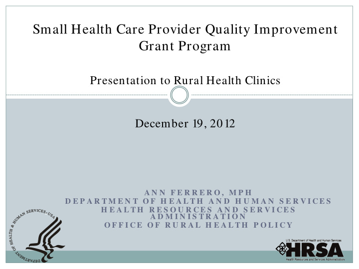 presentation to rural health clinics december 19 2012 a n