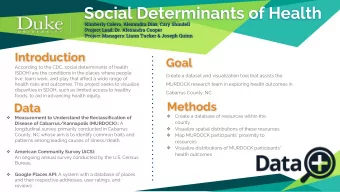 Social Determinants of Health  Kimberly Calero, Alexandra Diaz, Cary Shindell  Project Lead: Dr.
