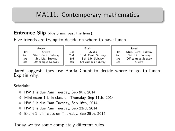 ma111 contemporary mathematics