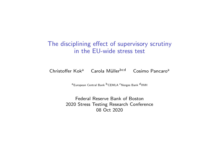 the disciplining effect of supervisory scrutiny in the eu
