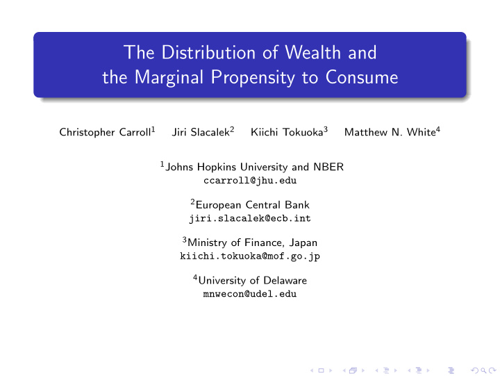the distribution of wealth and the marginal propensity to