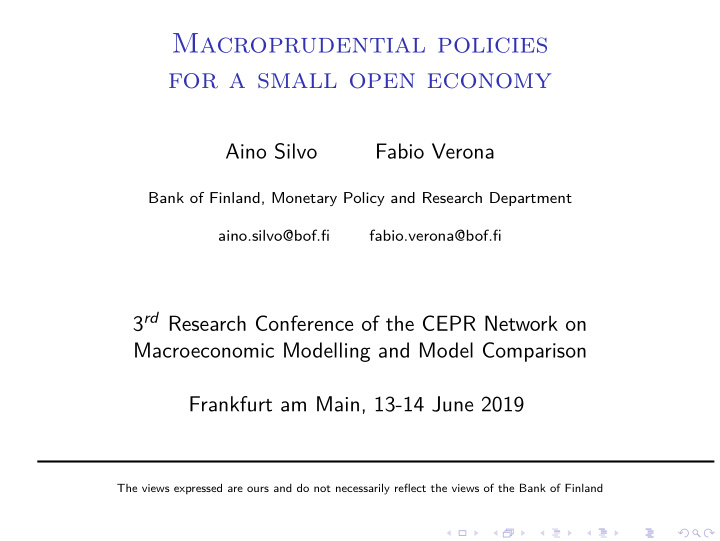 macroprudential policies for a small open economy