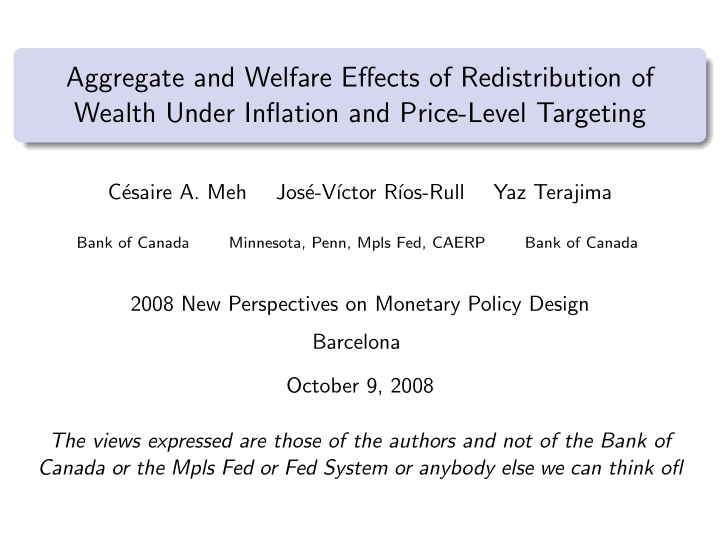 aggregate and welfare effects of redistribution of wealth