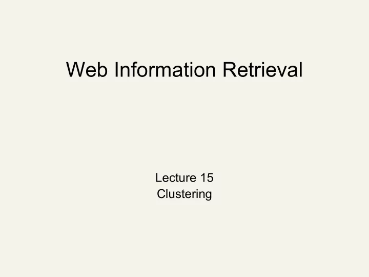 web information retrieval