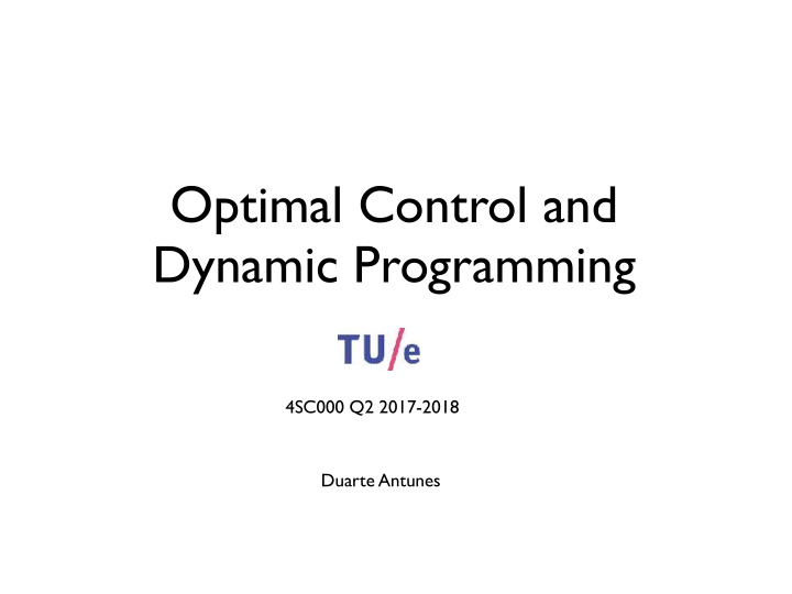 optimal control and dynamic programming