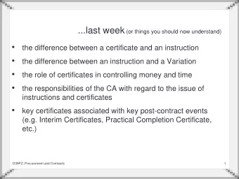 Payment  D39PZ: Procurement and Contracts  2  Lecture Plan 1. Payment principles 2. Payment under