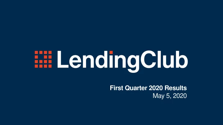 first quarter 2020 results may 5 2020 disclaimer