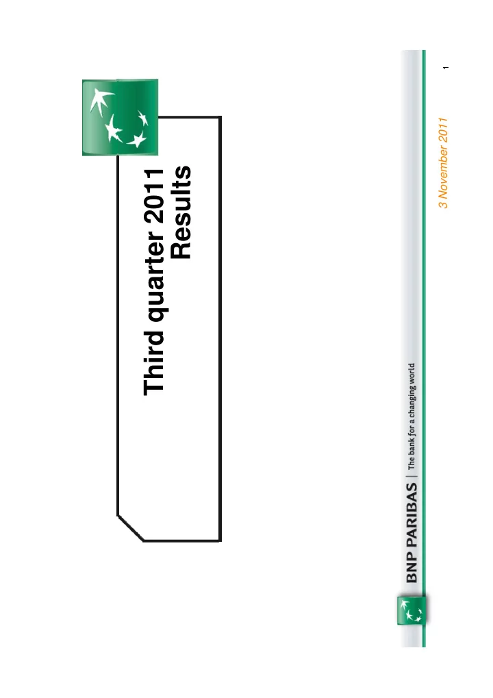 third quarter 2011 results disclaimer