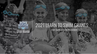 2021 LEARN TO SWIM GRANTS  FOR SWIM LESSON PROVIDERS  Overview  Eligibility  General