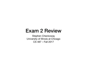 Exam 2 Review Stephen Checkoway University of Illinois at Chicago CS 487  Fall 2017  Format