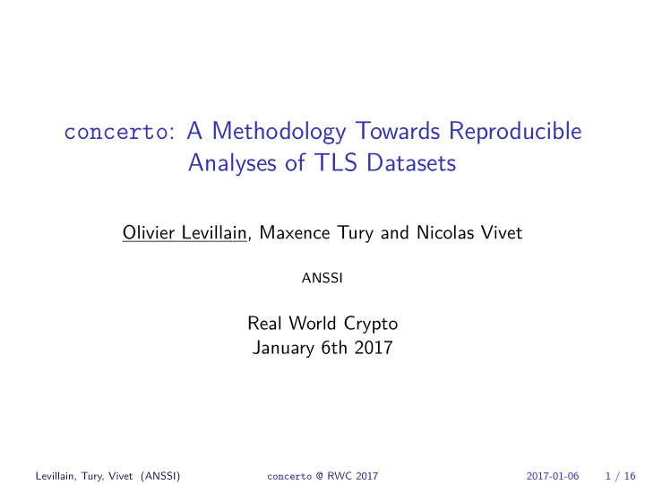 concerto a methodology towards reproducible analyses of
