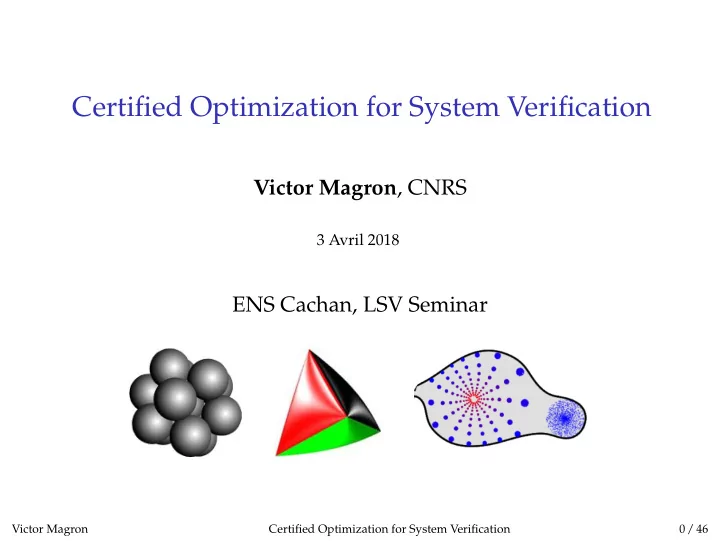 certified optimization for system verification