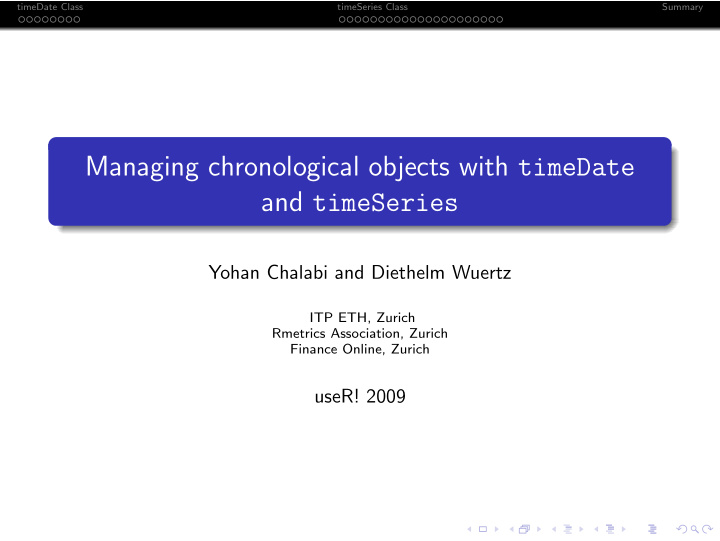 managing chronological objects with timedate and