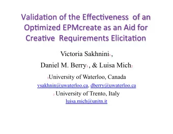 Valida&amp;on  of  the  Effec&amp;veness    of  an    Op&amp;mized