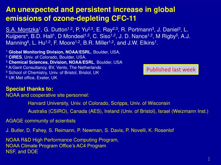 an unexpected and persistent increase in global