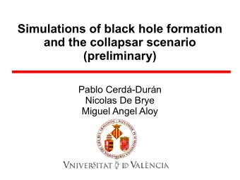 Simulations of black hole formation  and the collapsar scenario  (preliminary)  Pablo Cerd-Durn