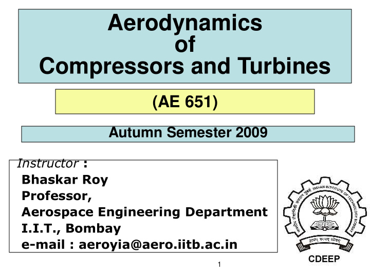 of compressors and turbines