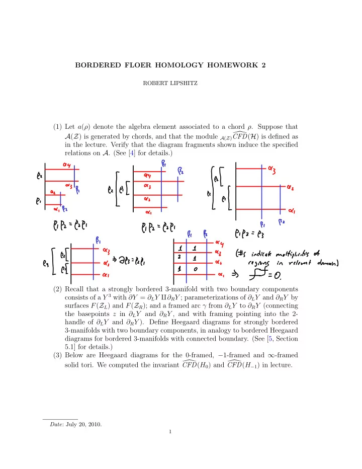 bordered floer homology homework 2