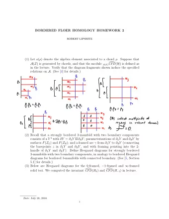 BORDERED FLOER HOMOLOGY HOMEWORK 2  ROBERT LIPSHITZ (1) Let a (  ) denote the algebra element