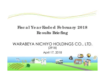 WARABEYA NICHIYO HOLDINGS CO., LTD.  (2918)  April 17, 2018  (2918) 2016  4  15   Ove r