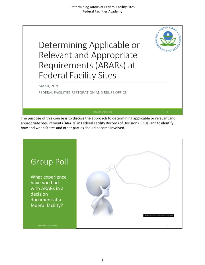 determining applicable or relevant and appropriate