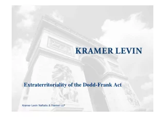 Extraterritoriality of the Dodd-Frank Act  Table of contents  Background  Abstract  Requirements