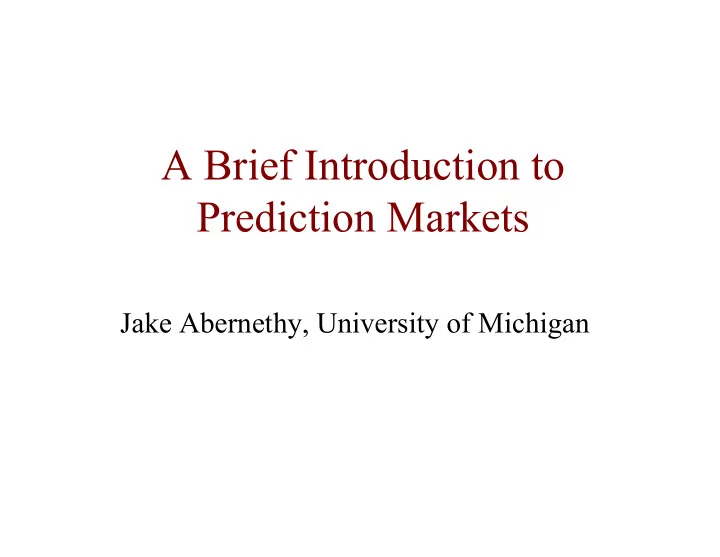a brief introduction to