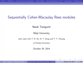Sequentially Cohen-Macaulay Rees modules  Naoki Taniguchi  Meiji University  Joint work with T. N.