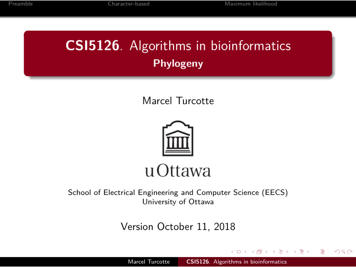 csi5126 algorithms in bioinformatics