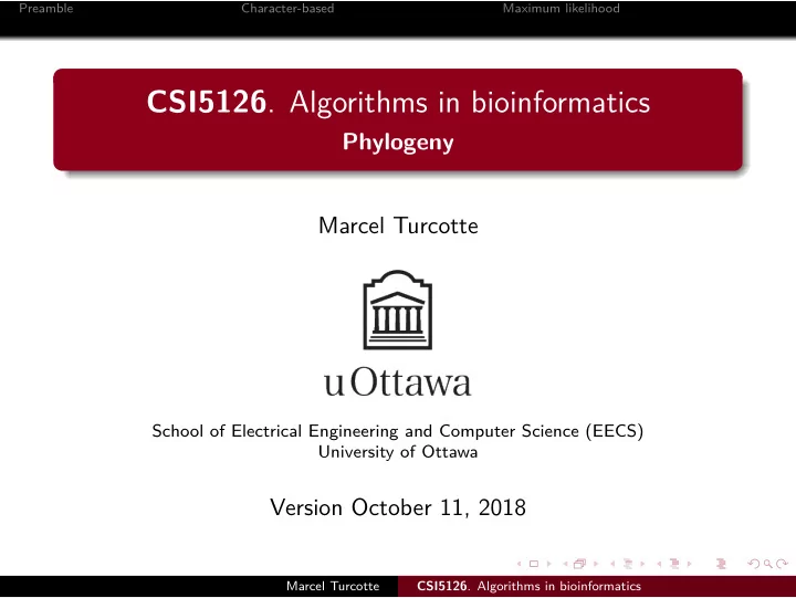 csi5126 algorithms in bioinformatics