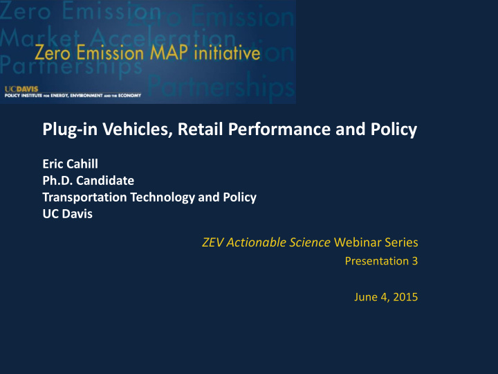 plug in vehicles retail performance and policy