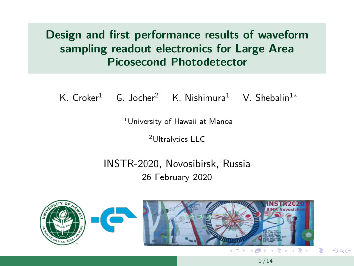 design and first performance results of waveform sampling
