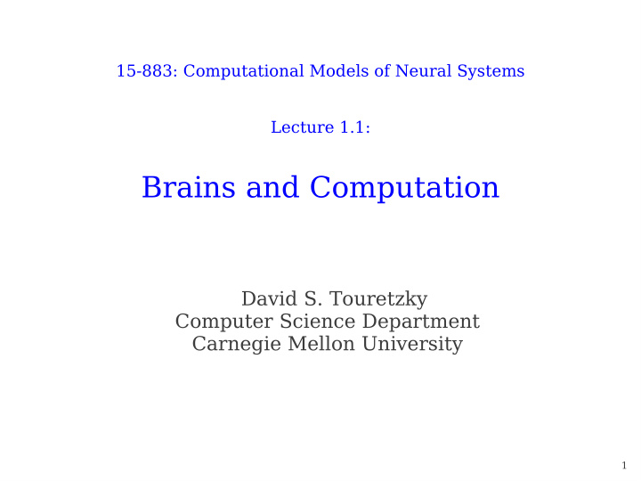 brains and computation