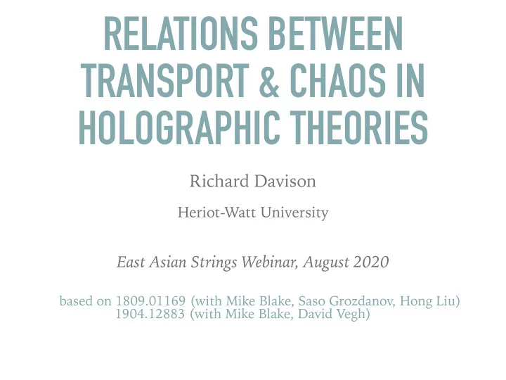 relations between transport chaos in holographic theories