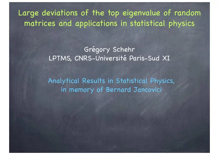 large deviations of the top eigenvalue of random matrices