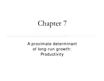 Chapter 7  A proximate determinant  of long-run growth:  Productivity  Introduction: Proximate