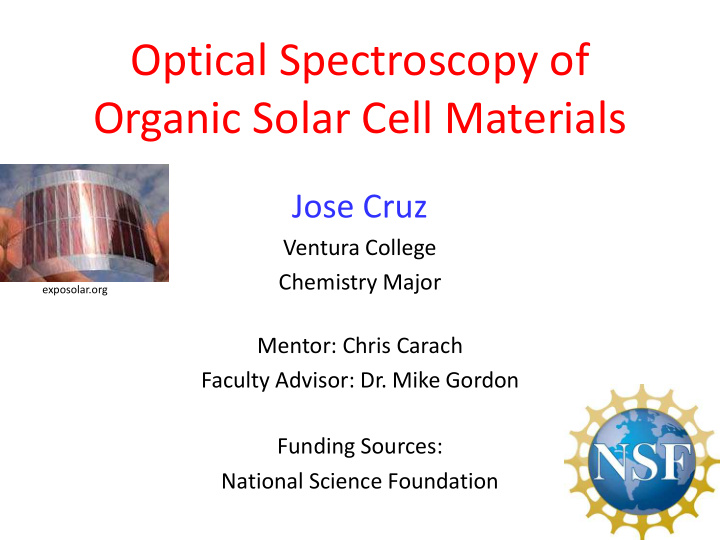 optical spectroscopy of organic solar cell materials
