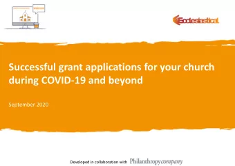 Successful grant applications for your church  during COVID-19 and beyond  September 2020