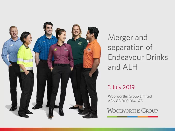 merger and separation of endeavour drinks and alh