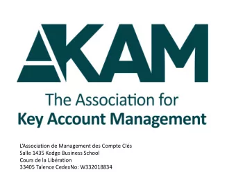 LAssociation de Management des Compte Cls  Salle 1435 Kedge Business School  Cours de la