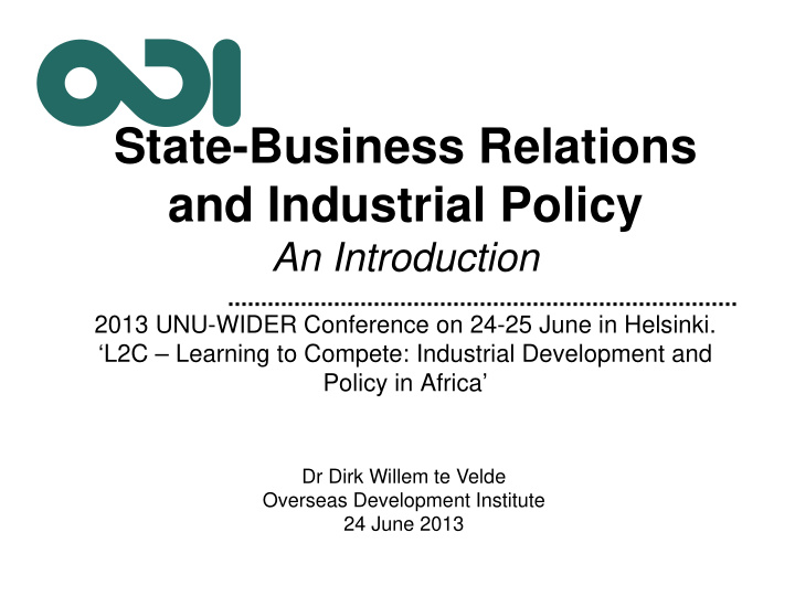 state business relations and industrial policy