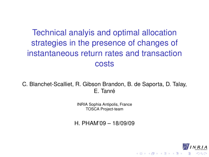 technical analyis and optimal allocation strategies in