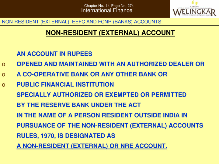non resident external account