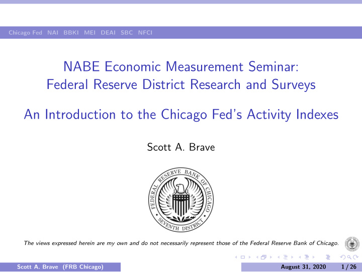 nabe economic measurement seminar federal reserve
