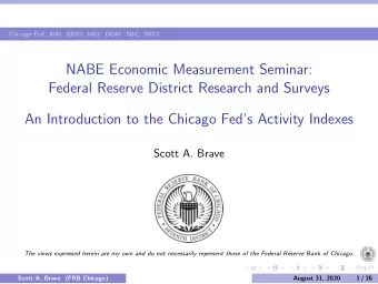 NABE Economic Measurement Seminar:  Federal Reserve District Research and Surveys  An Introduction