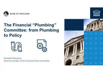 The Financial Plumbing  Committee: from Plumbing  to Policy  Elisabeth Stheeman  External